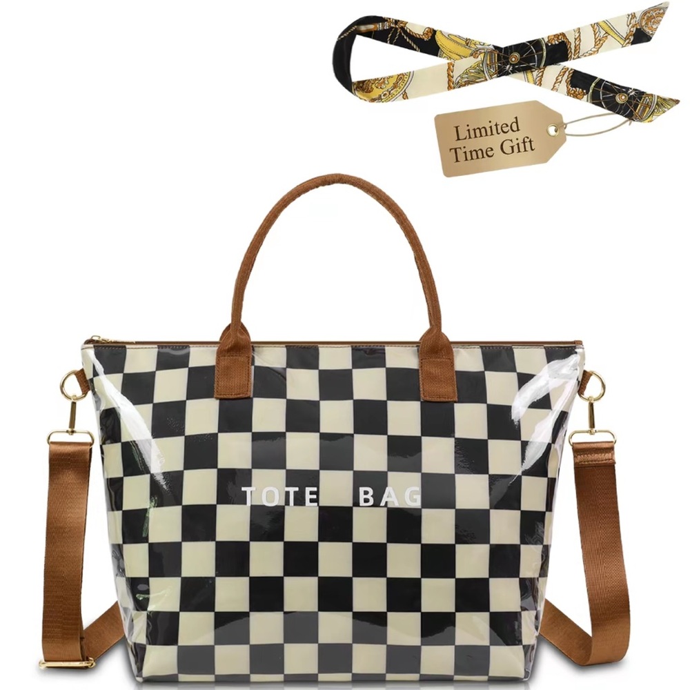 Checkered Black and White Tote Bag
